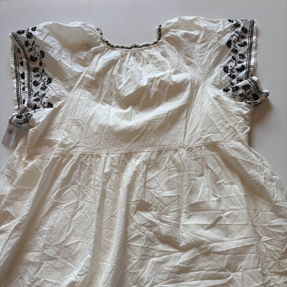 NWT Old Navy embroidered Mini Swing Dress Open Neck Cotton Flutter Empire Waist - Picture 9 of 15